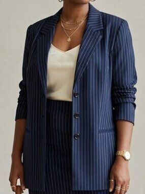 Jessica London Navy Pinstripe Blazer SZ 20